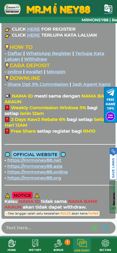 MrMoney88 - Live Chat - mrlucky88a